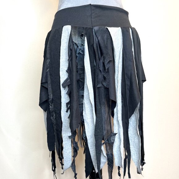 Gray Mummy Skirt Size Small Medium Fringe Top Cosplay Costume Tattered Torn Goth - Picture 11 of 15
